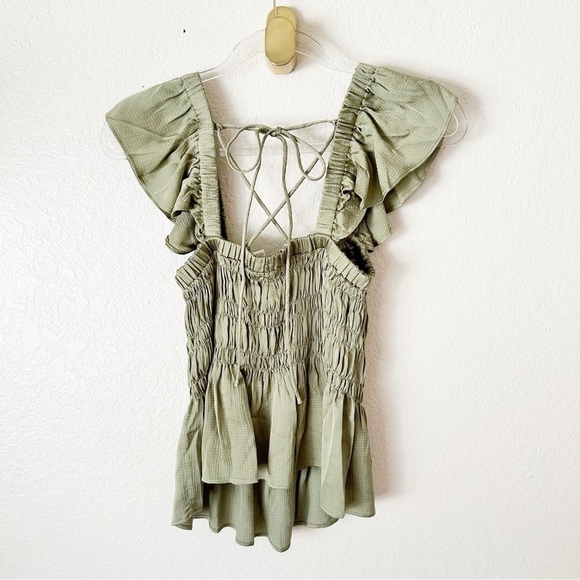 NEW Ted Baker Alovia Smocked Top With Lace Up Back size 2 med - Picture 12 of 14